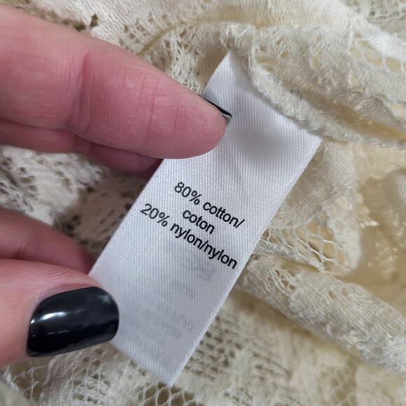 Maurices Lace Cardigan Womens Size Small Cream Floral Sheer Cottage Fairy Boho - Picture 6 of 12
